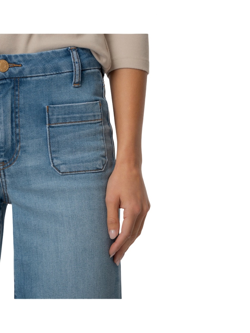 Kut From The Kloth Meg High Rise Wide Leg Patch Pocket Denim Jeans NWT Size 2P - Picture 4 of 9